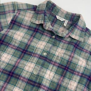 Woolrich Multicolor Green & Purple Plaid Button Down Flannel Shirt